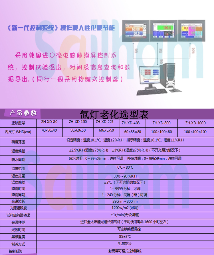 疝氙燈老化試驗(yàn)箱選型表