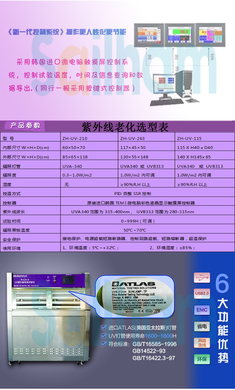 紫外燈老化測(cè)試機(jī)選型表介紹